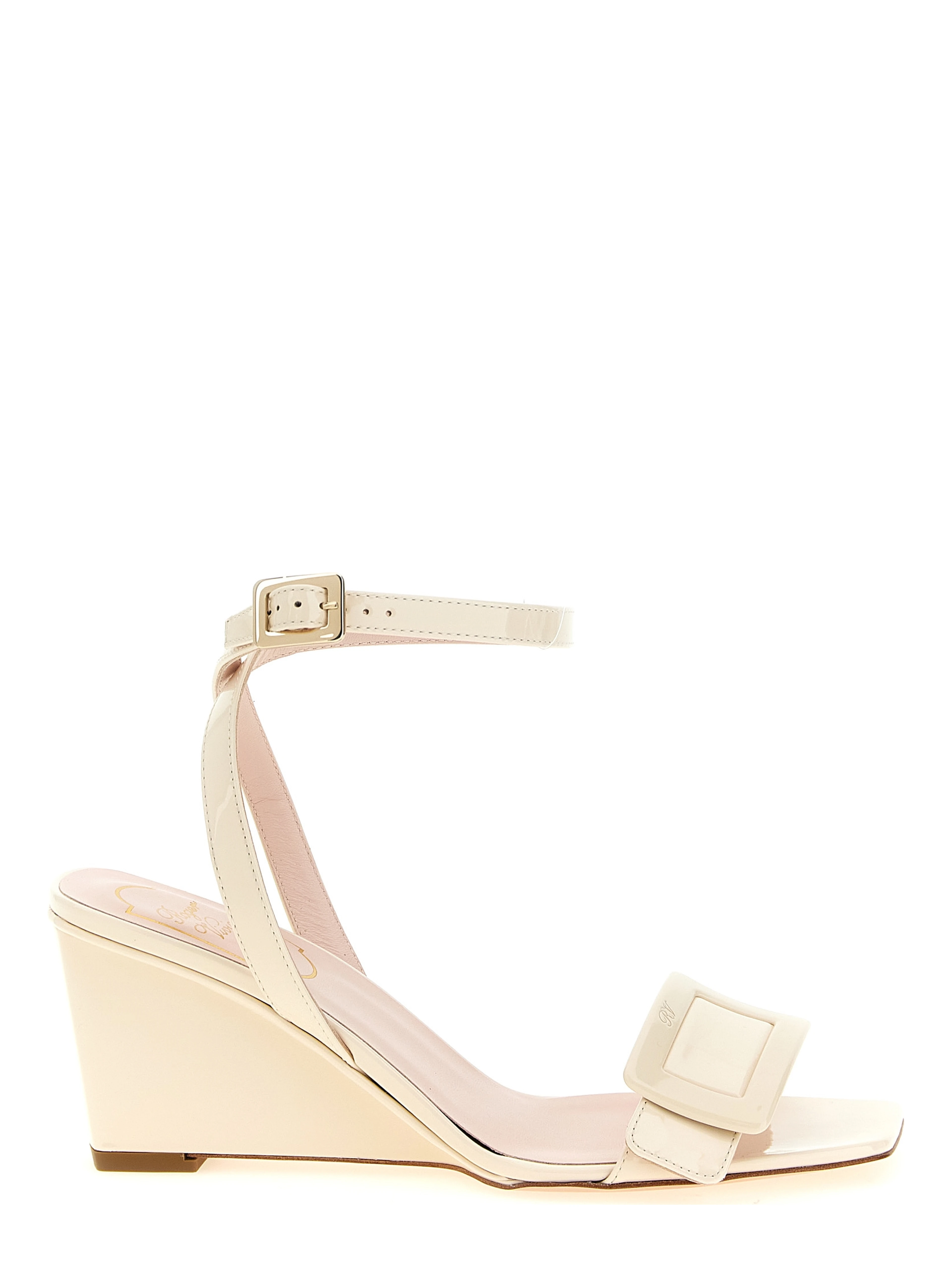 White Calfskin Wedge Sandals