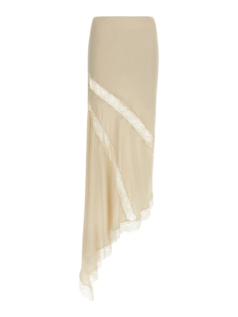 Beige Viscose Mini Skirt