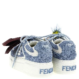 Blue Calfskin Platform Sneakers