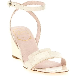 White Calfskin Wedge Sandals