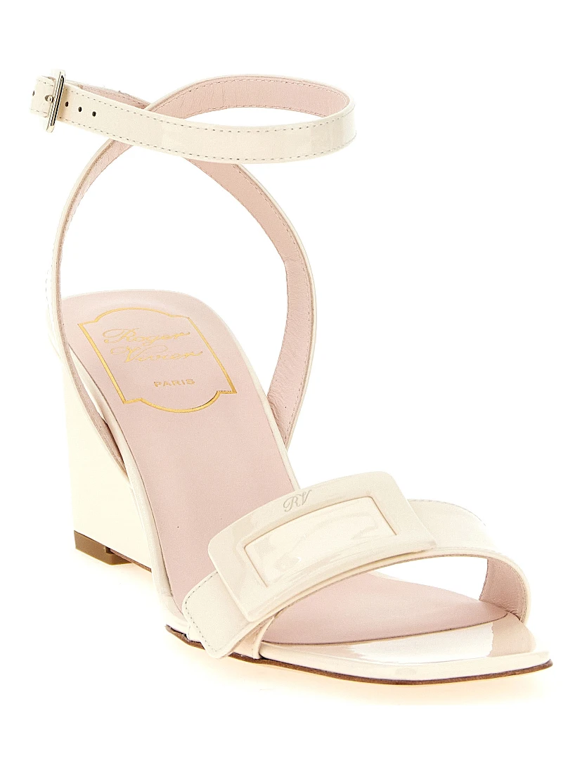 White Calfskin Wedge Sandals