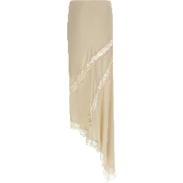 Beige Viscose Mini Skirt