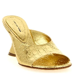 Gold Calfskin Wedge Sandals