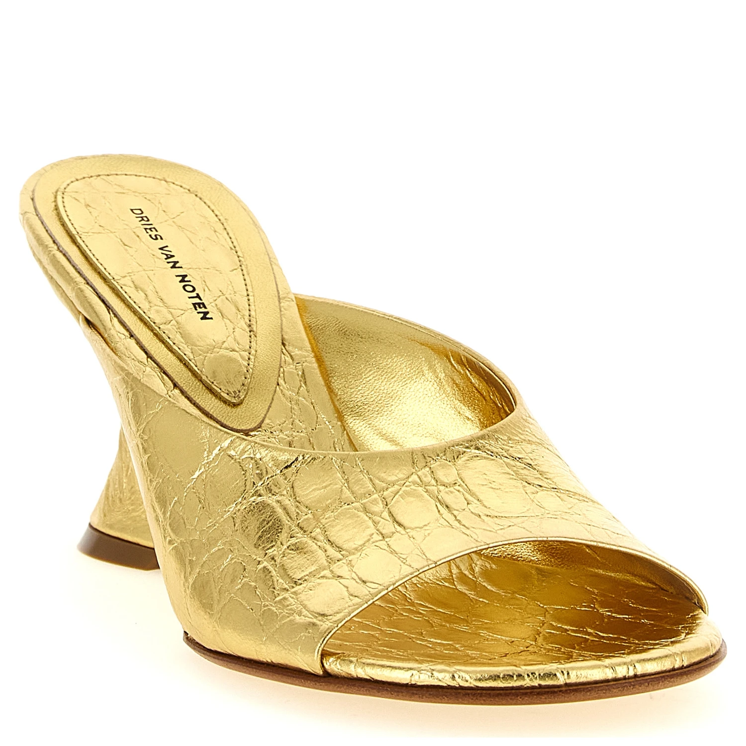 Gold Calfskin Wedge Sandals