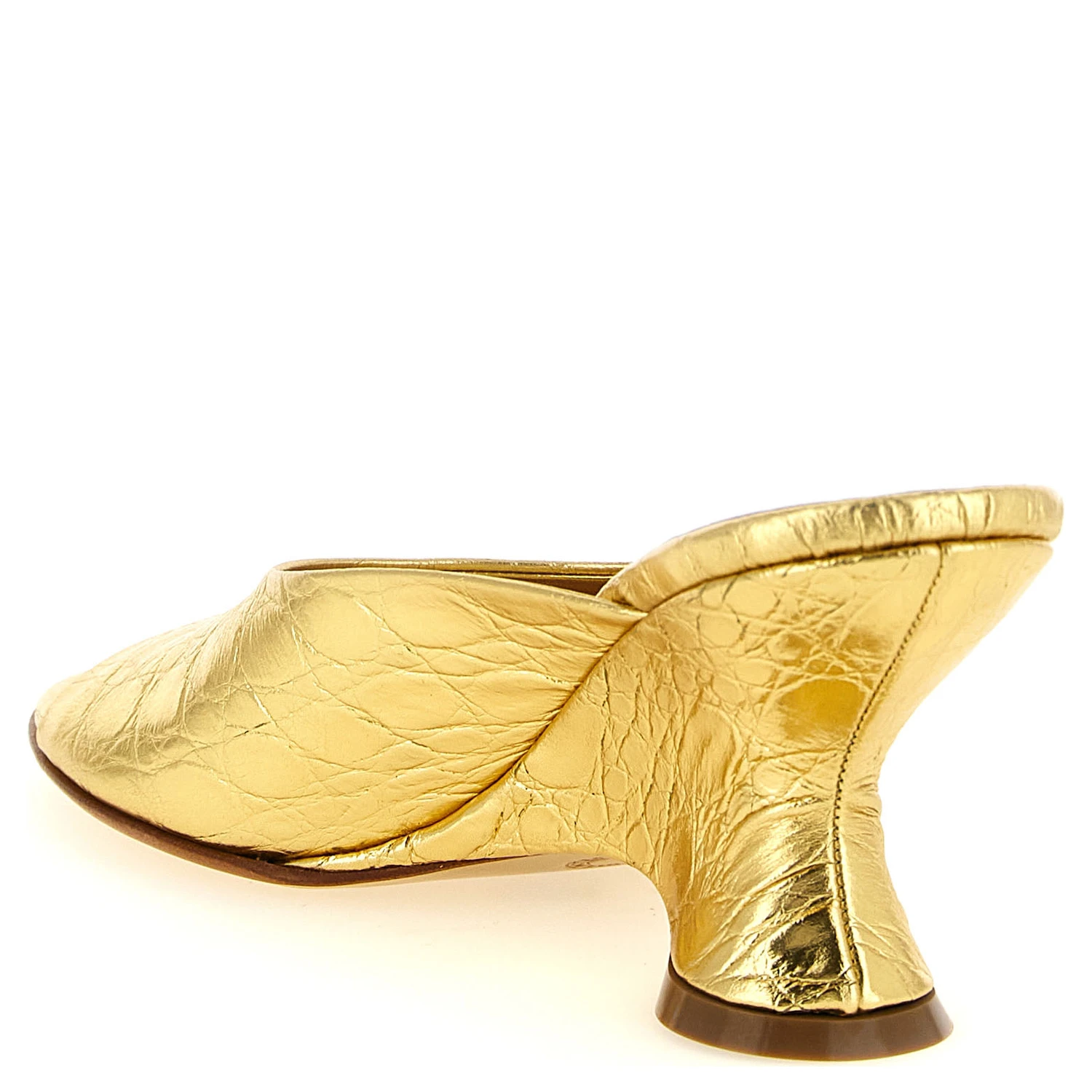 Gold Calfskin Wedge Sandals
