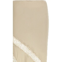 Beige Viscose Mini Skirt