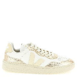 Gold Genuine Leather Low Top Sneakers