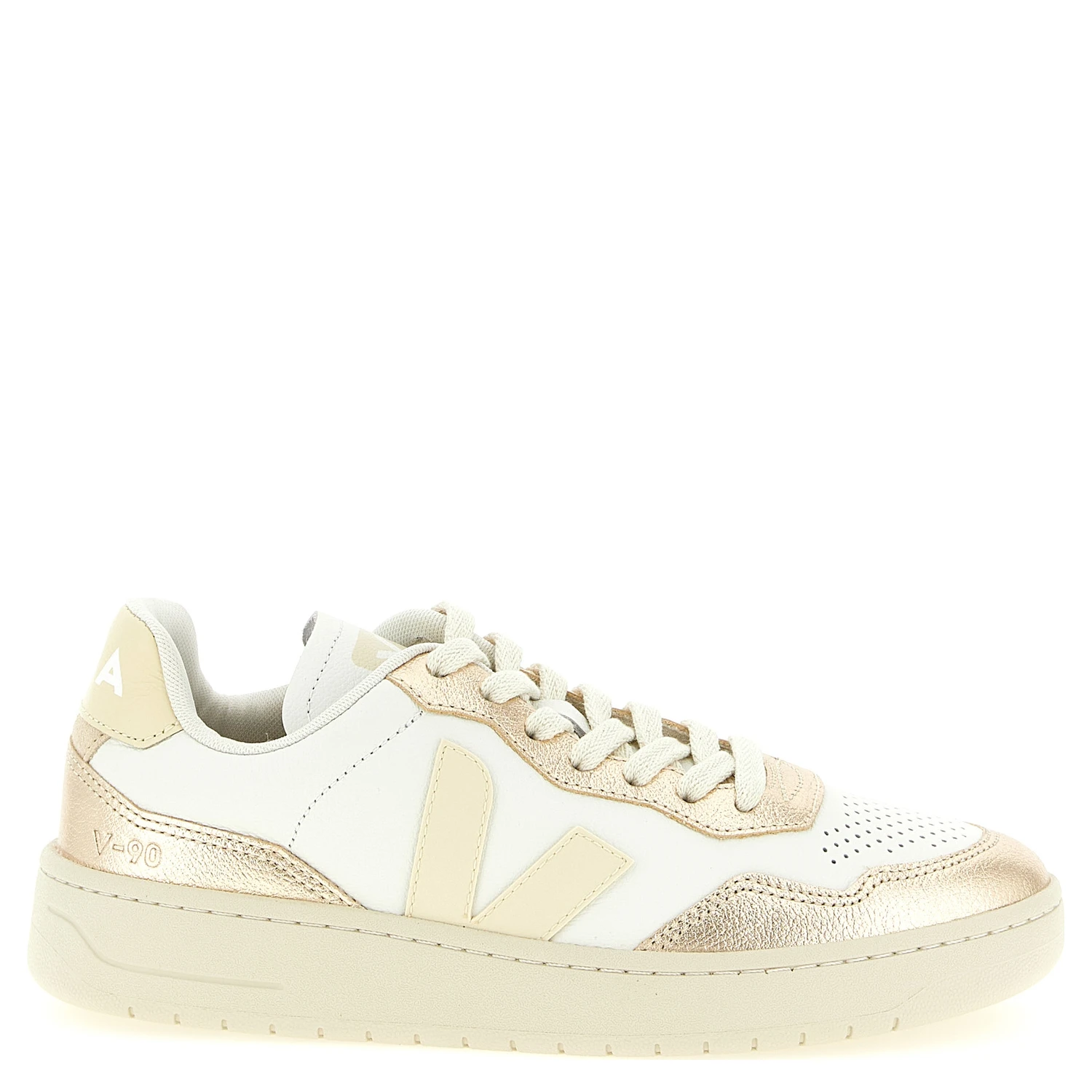 Gold Genuine Leather Low Top Sneakers