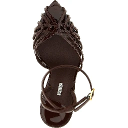 Brown Calfskin Stiletto Heel Sandals