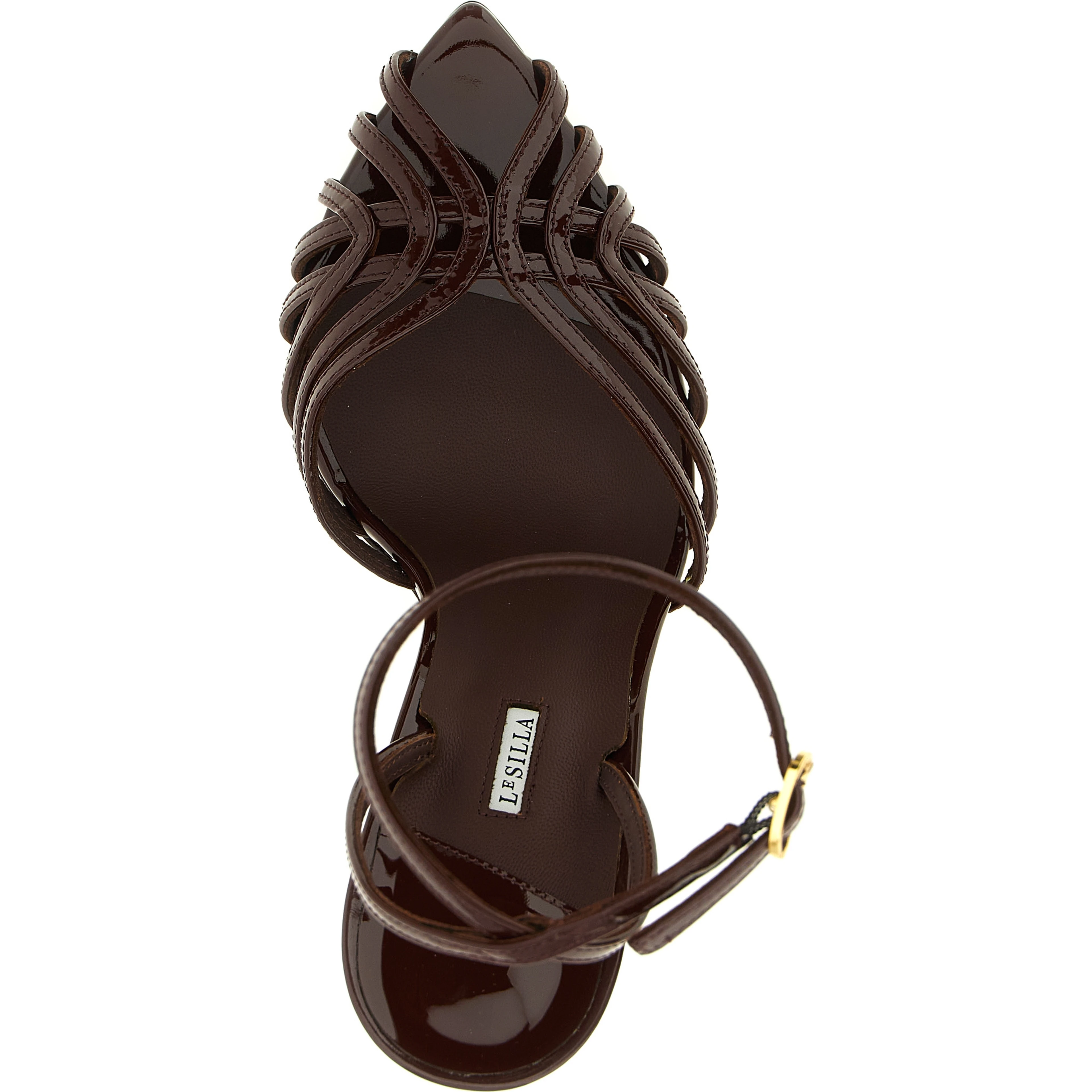 Brown Calfskin Stiletto Heel Sandals