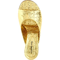 Gold Calfskin Wedge Sandals