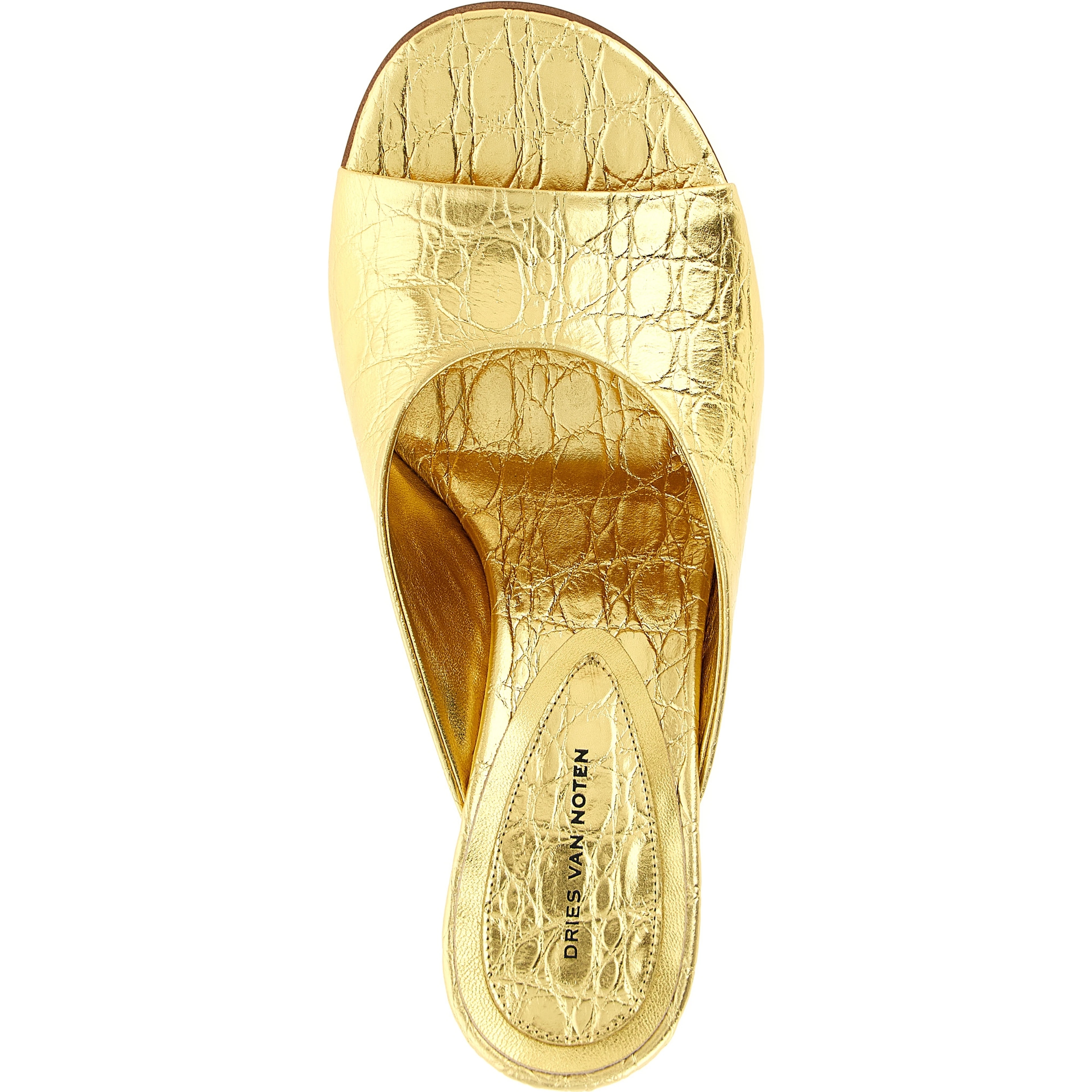 Gold Calfskin Wedge Sandals