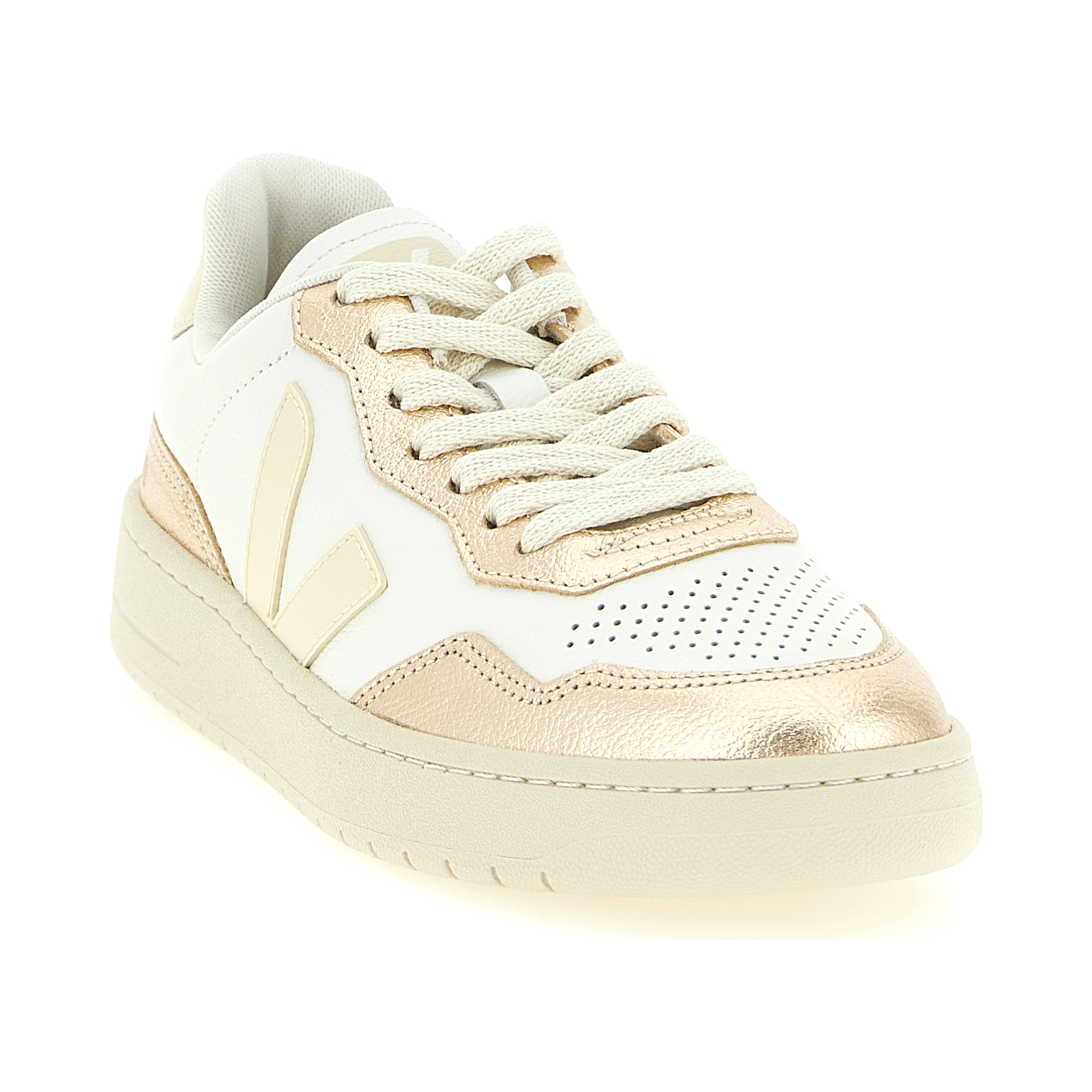 Gold Genuine Leather Low Top Sneakers