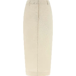 White Cotton Midi Skirt