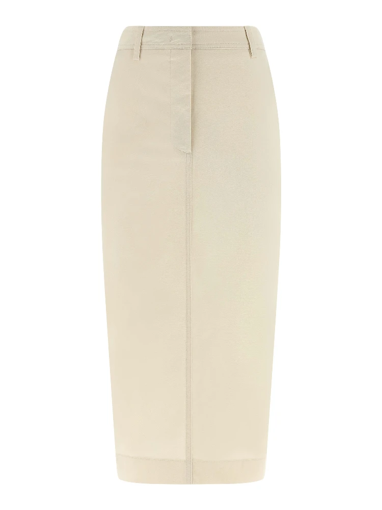 White Cotton Midi Skirt