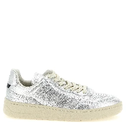 Silver Genuine Leather Low Top Sneakers
