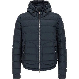 Blue Polyester Full-Length Jacket
