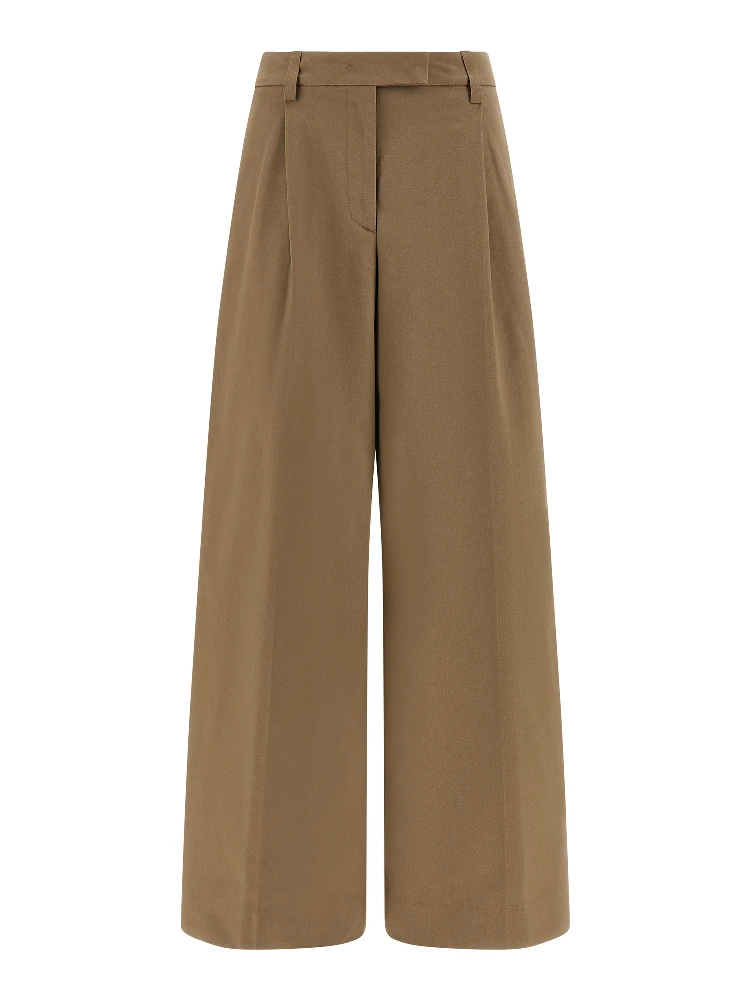 Brown Cotton Casual Pants