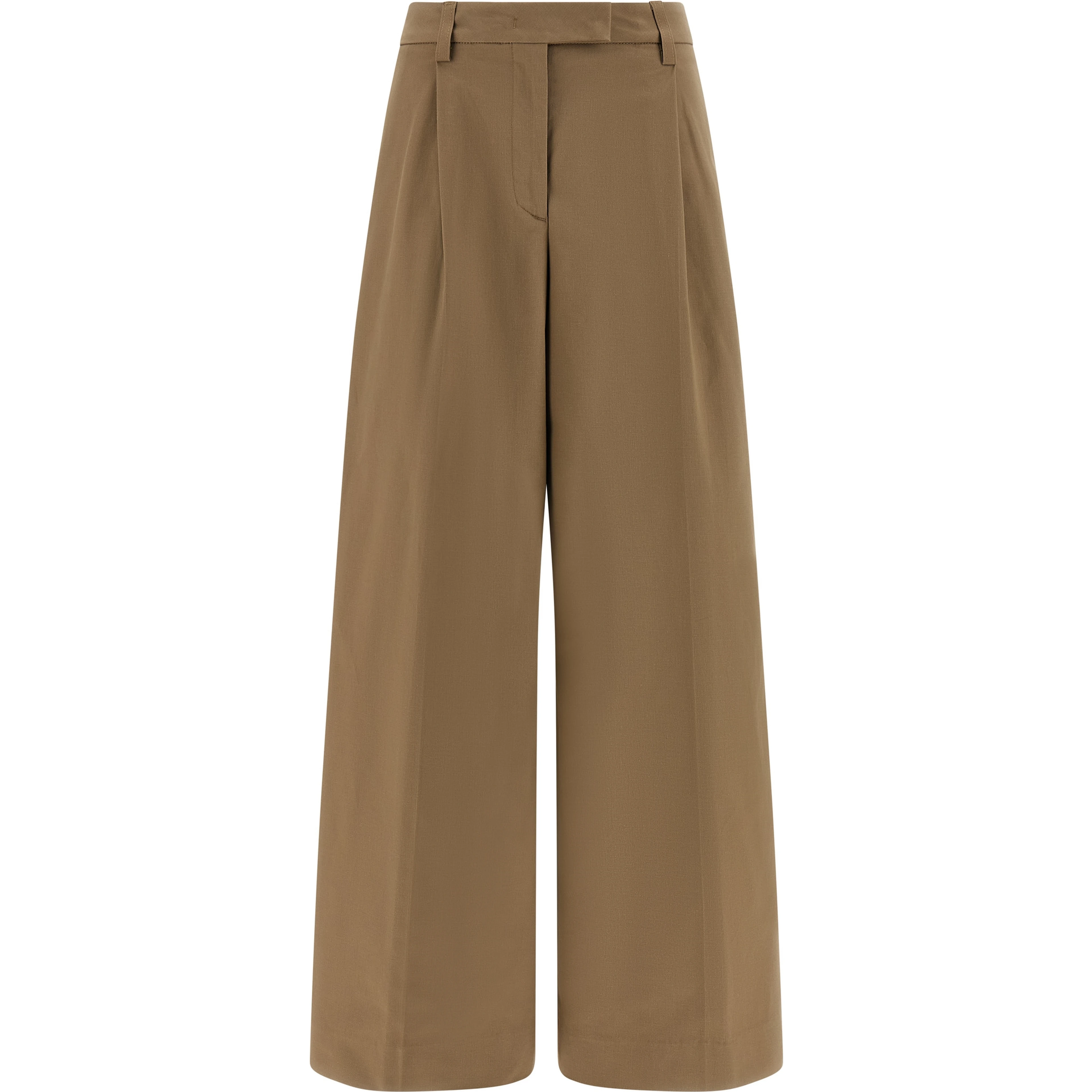 Brown Cotton Casual Pants