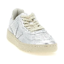 Silver Genuine Leather Low Top Sneakers