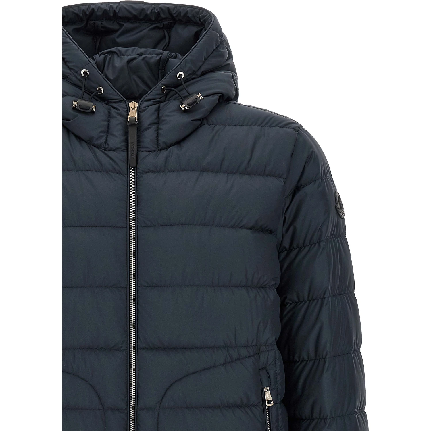 Blue Polyester Full-Length Jacket