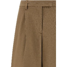 Brown Cotton Casual Pants