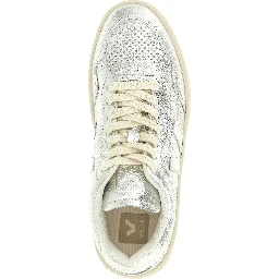 Silver Genuine Leather Low Top Sneakers