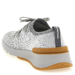 Gray Cotton Athletic Sneakers