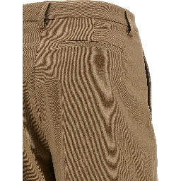Brown Cotton Casual Pants