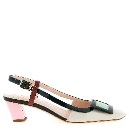 Multicolor Calfskin Mid Heel Pumps