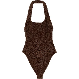 Brown Polyamide One-Piece Swimsuit