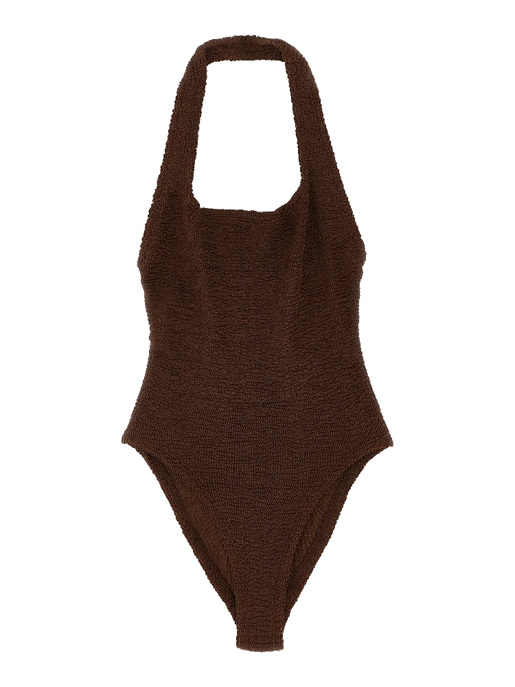Brown Polyamide One-Piece Swimsuit