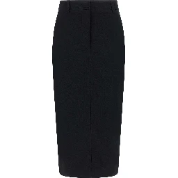 Black Cotton Midi Skirt