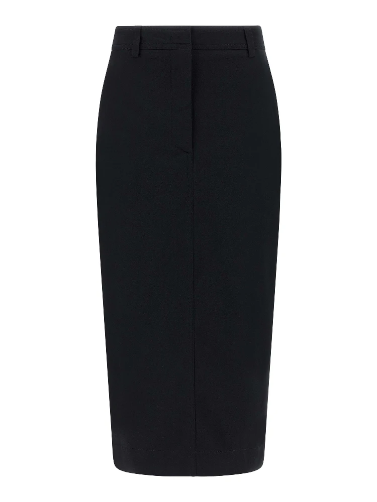 Black Cotton Midi Skirt