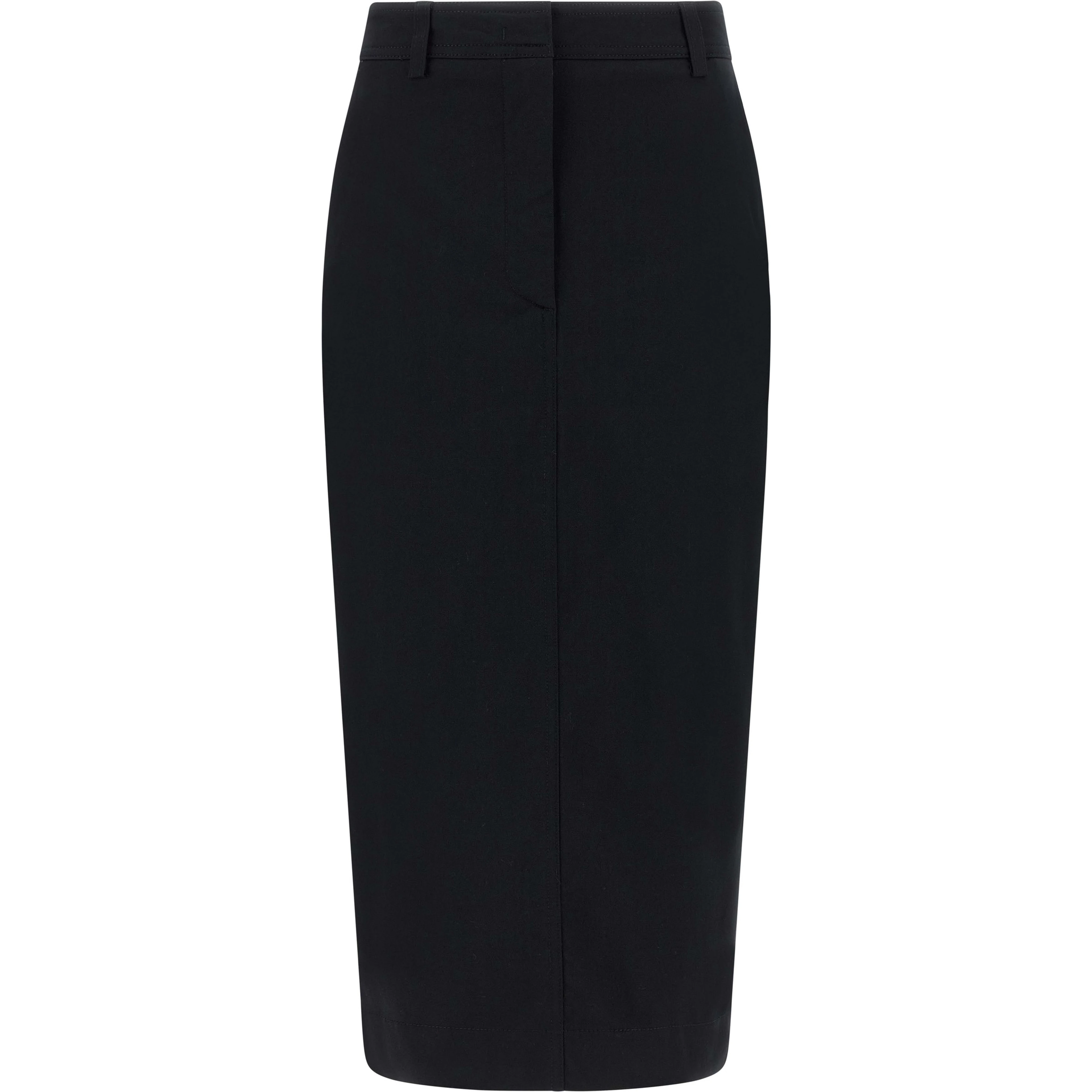 Black Cotton Midi Skirt