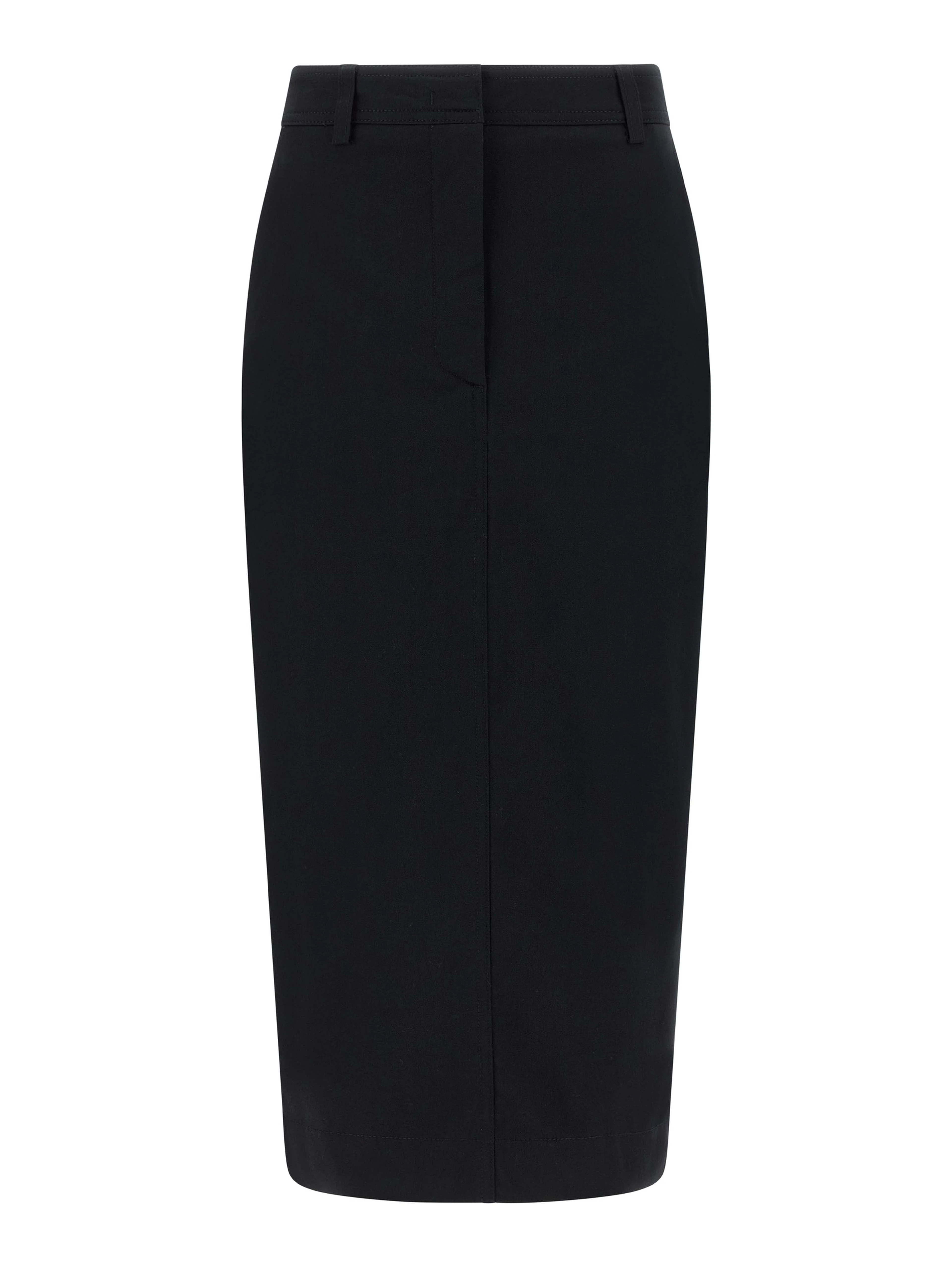 Black Cotton Midi Skirt