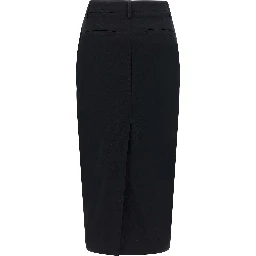 Black Cotton Midi Skirt