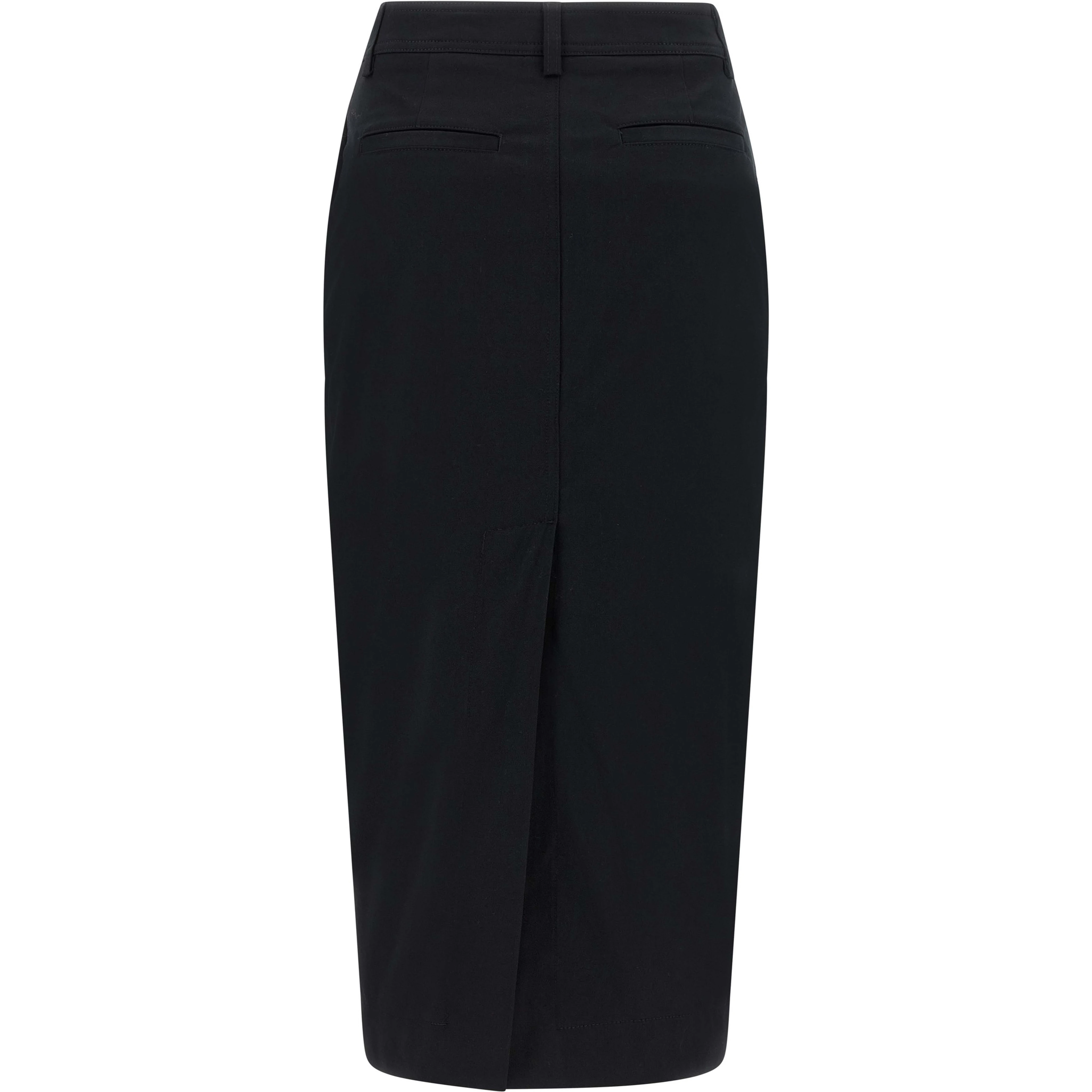 Black Cotton Midi Skirt