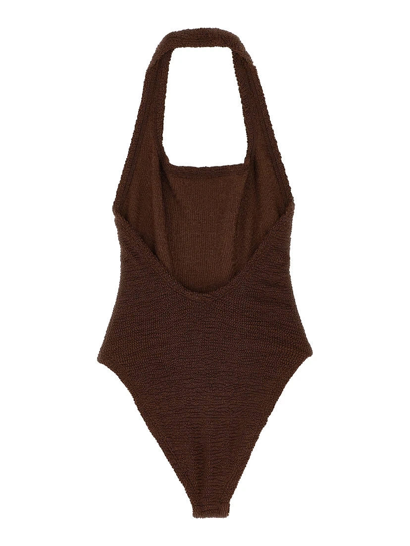 Brown Polyamide One-Piece Swimsuit