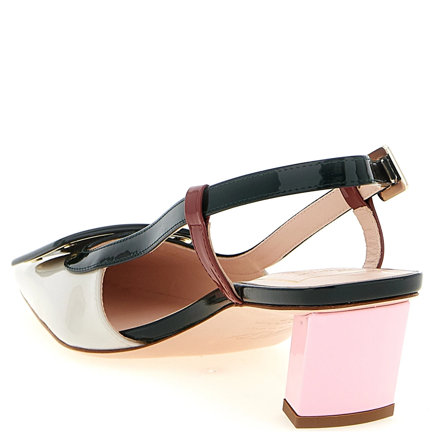 Multicolor Calfskin Mid Heel Pumps