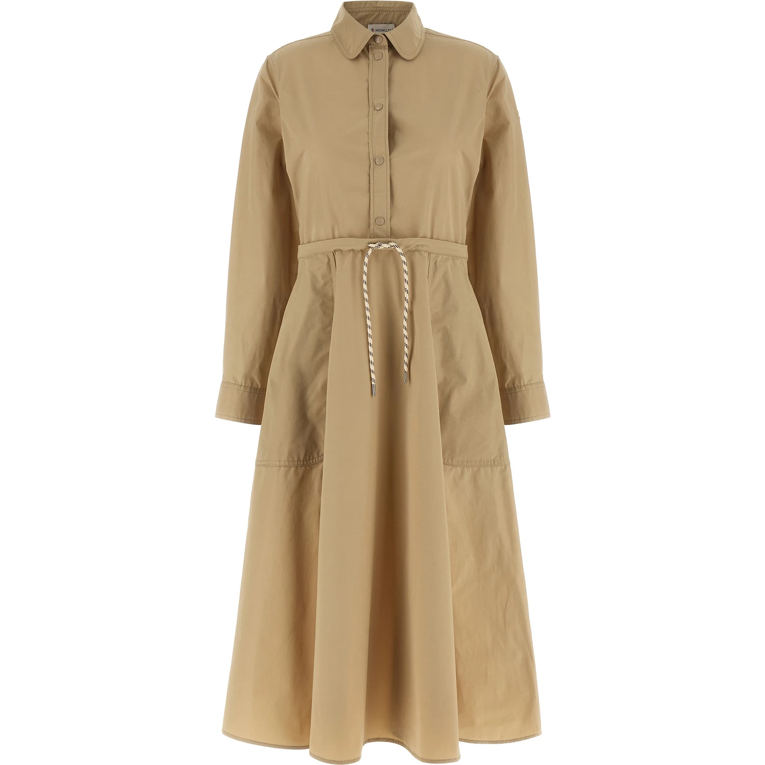 Beige Polyester Long Dress