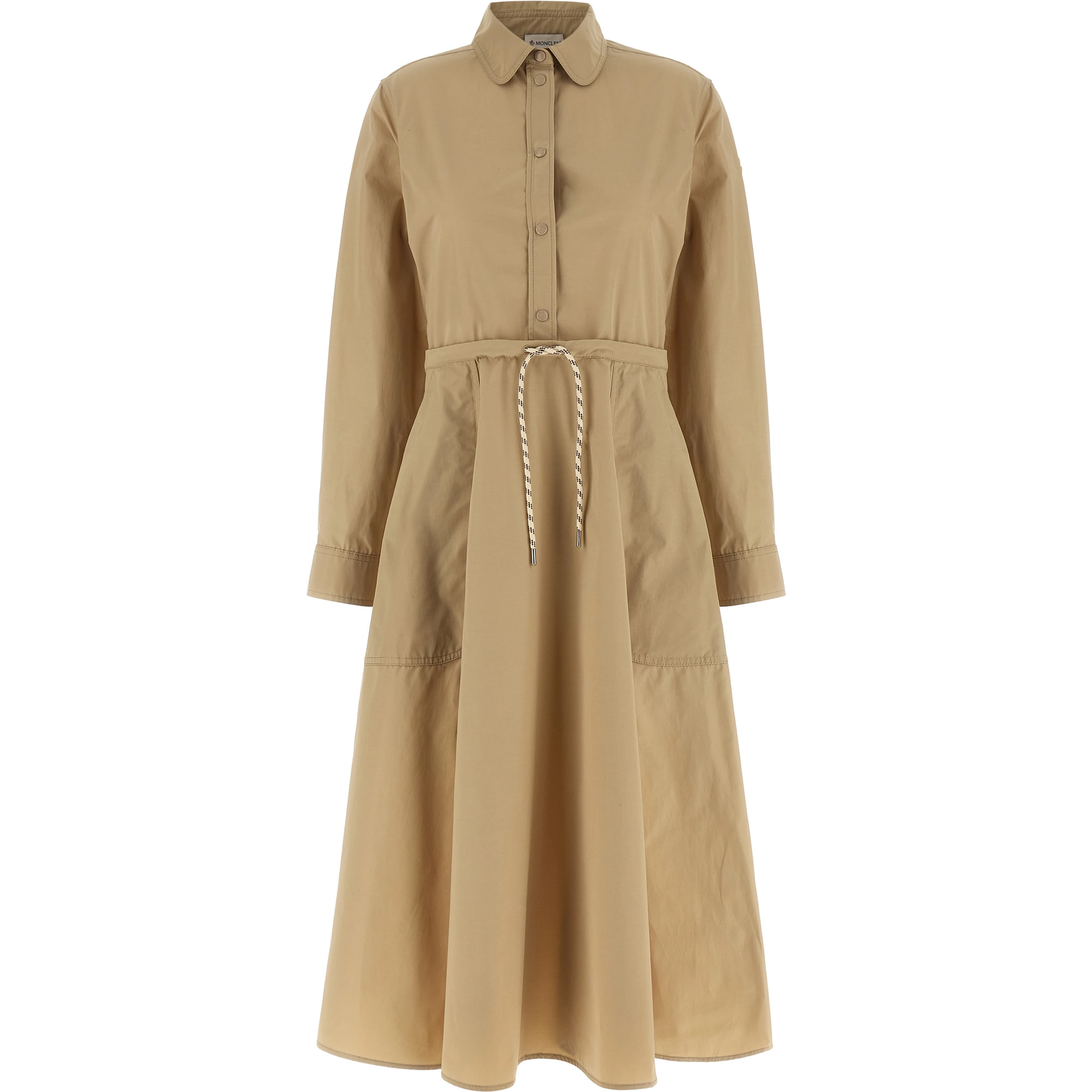 Beige Polyester Long Dress