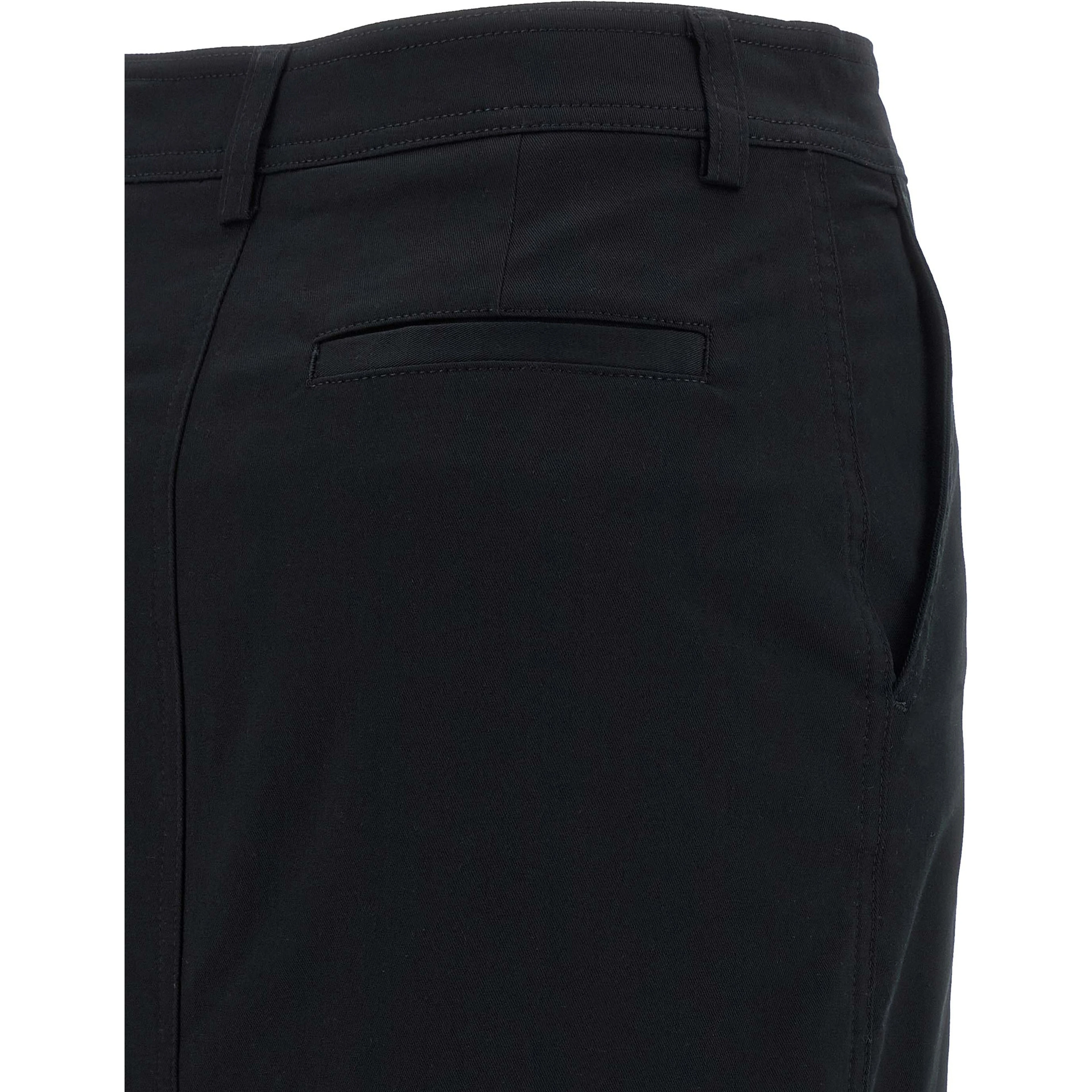 Black Cotton Midi Skirt