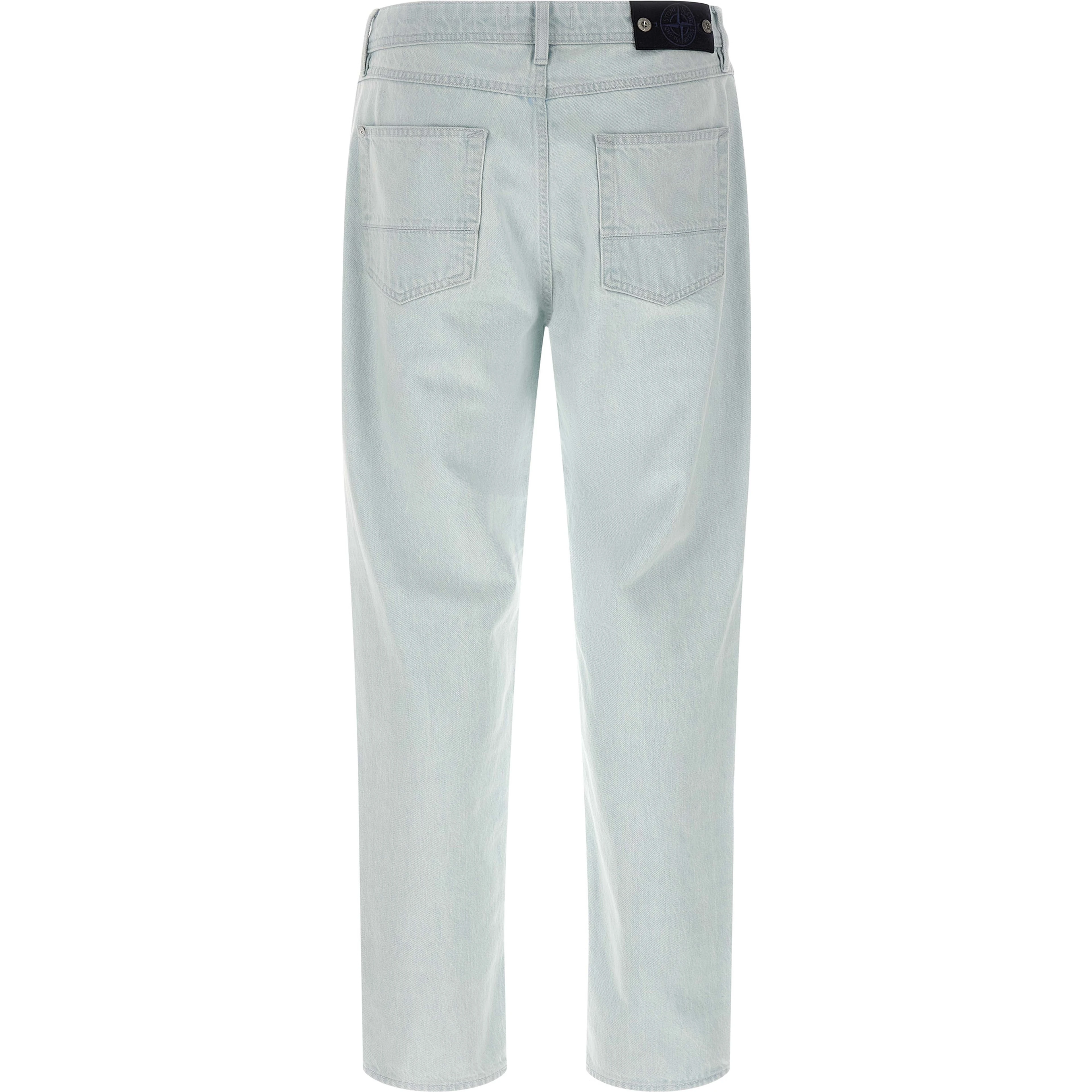 Blue Cotton Straight-Leg Jeans