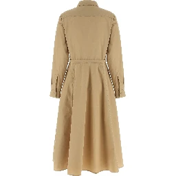 Beige Polyester Long Dress