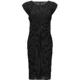 Black Polyester Midi Dress