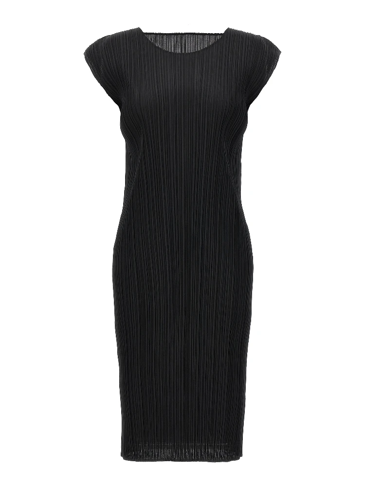 Black Polyester Midi Dress