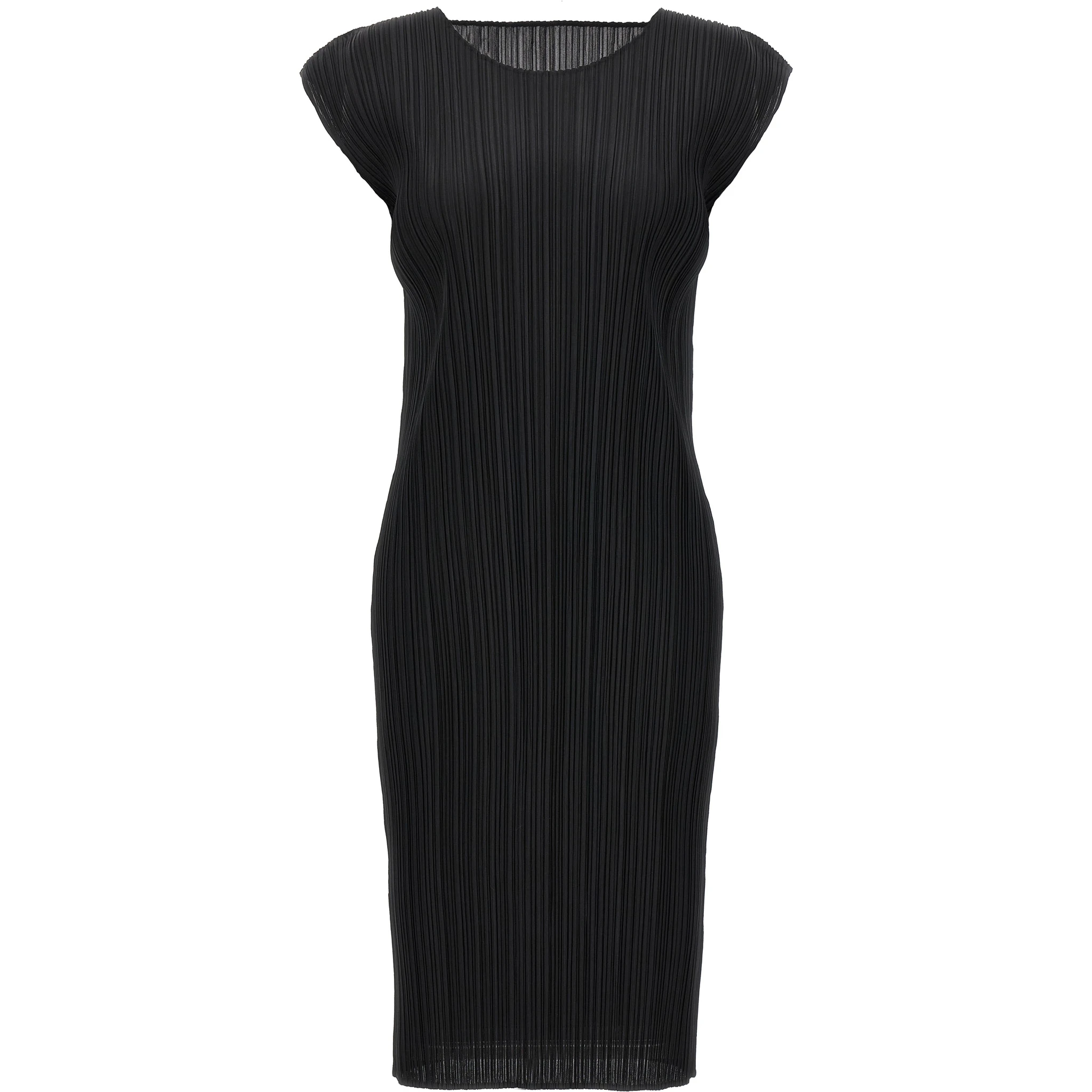 Black Polyester Midi Dress