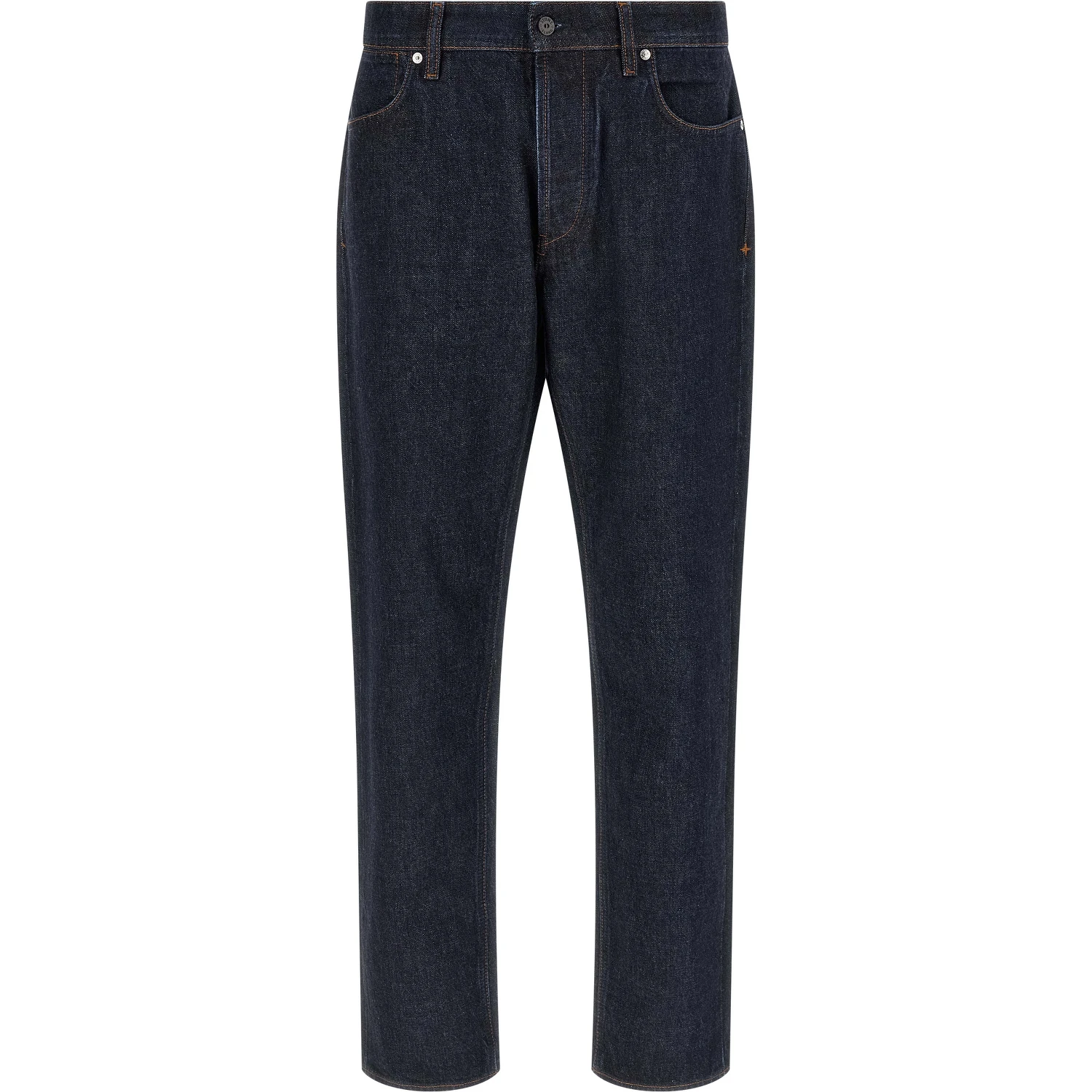 Blue Cotton Straight-Leg Jeans
