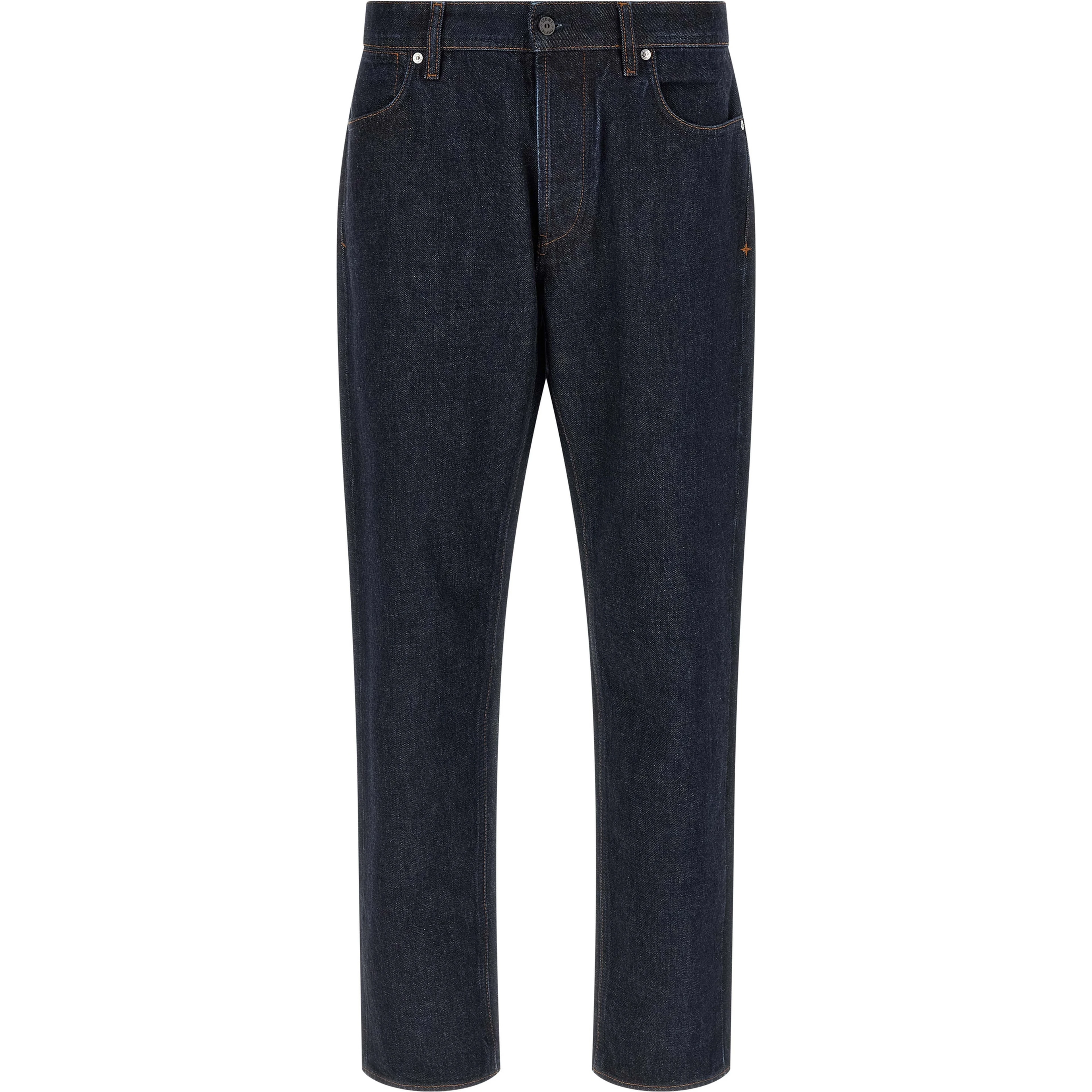 Blue Cotton Straight-Leg Jeans